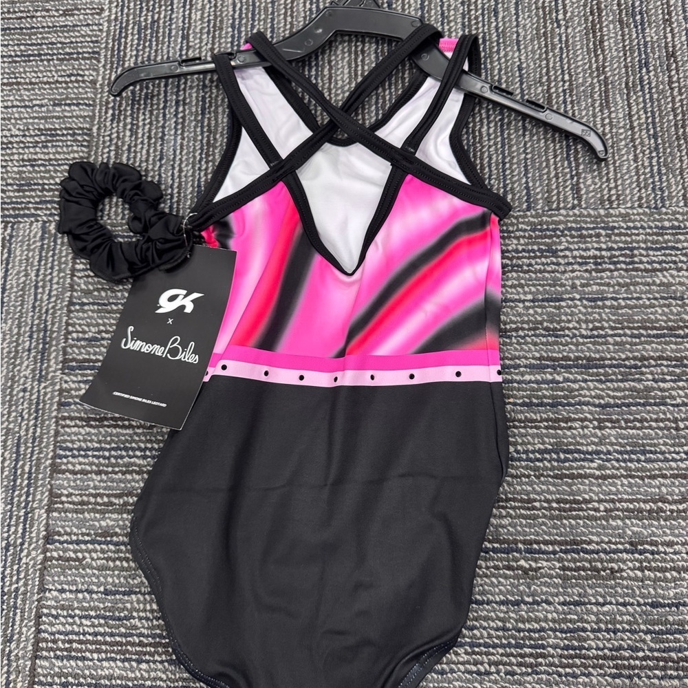 GK Simone Biles- Pink and Black Gymnastics Leotard NWT - Picture 3 of 3